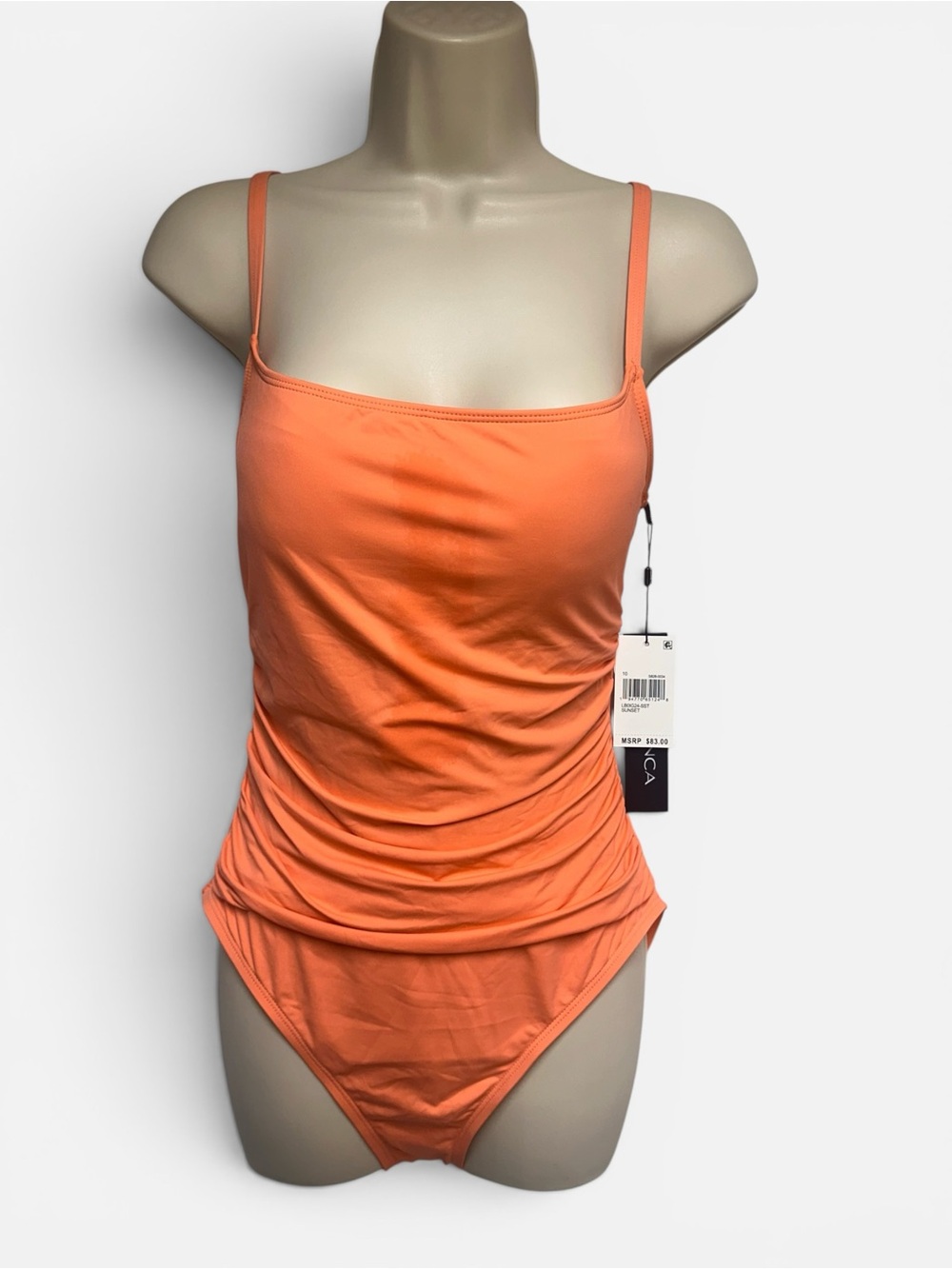 La Blanca Island Goddess Rouched  One Piece Swimsuit, Sunset Sz10 NEW